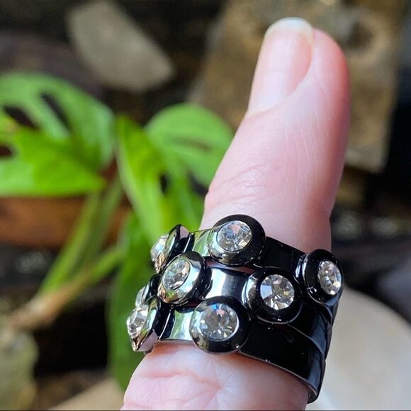 Black CZ Stacking Rings Tin Cobalt Size 7&8 - Picture 5 of 6